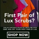 lux scrubs discount code logo